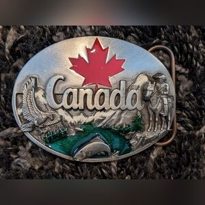Vintage Canada Scenic Enameled Belt Buckle Siskyou 1990